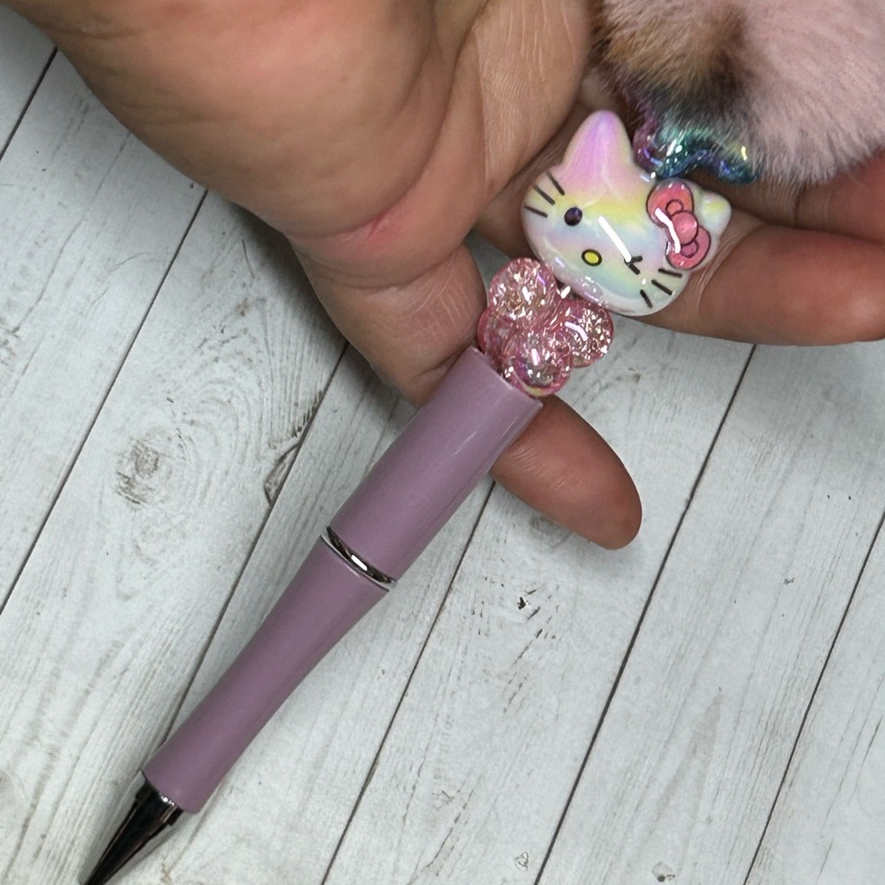 Cute Pink Cat Pen with Pom Pom